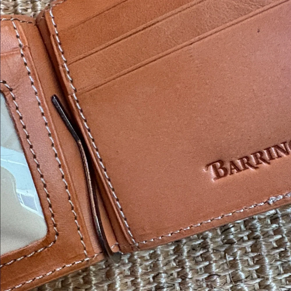 PGA Tour Brown Leather Wallet Money Clip 3x4.5in
